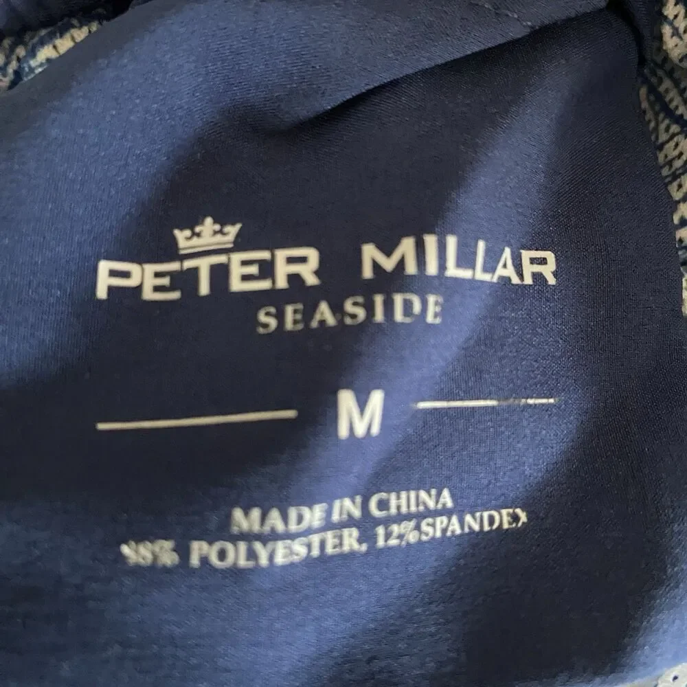 Peter Millar Swim Trunks Men's Medium Seaside Pink Blue Lined Shorts 8